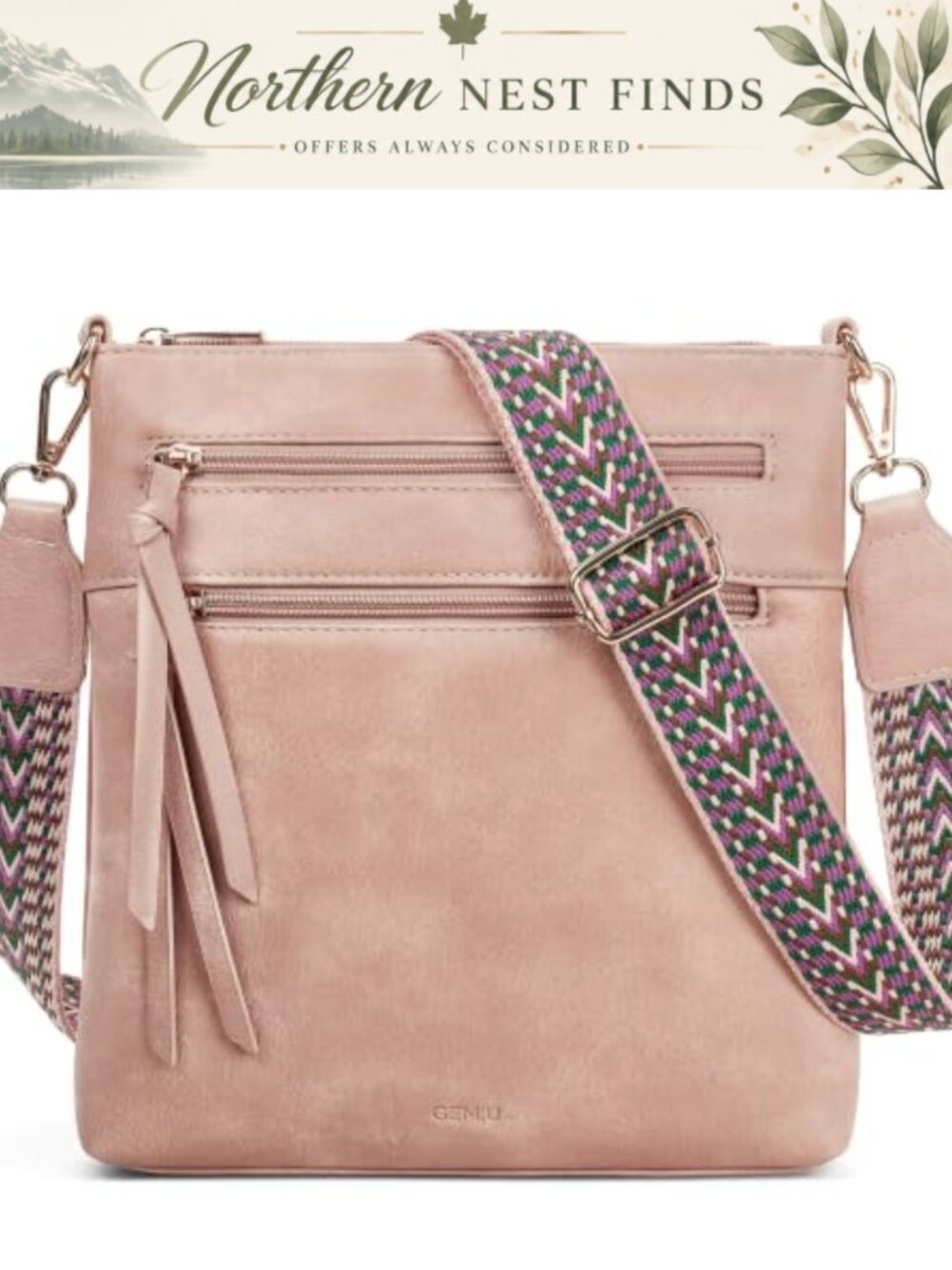 Vegan Leather Crossbody Bag Satchel Adjustable Strap Everyday Travel Purse